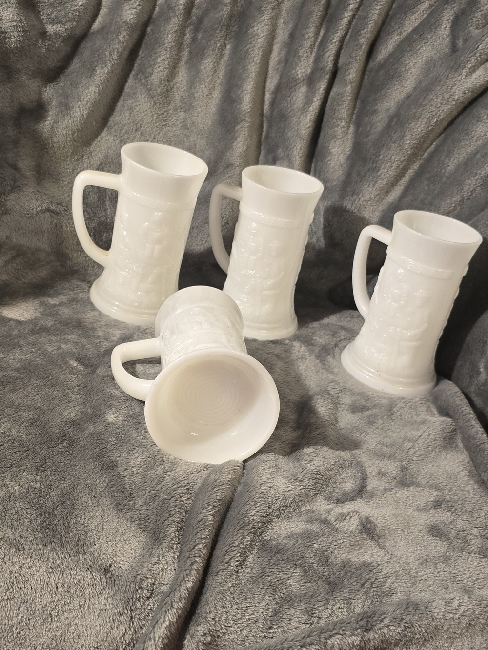 White Ceramic Beer Stein Mug - Set of 4
